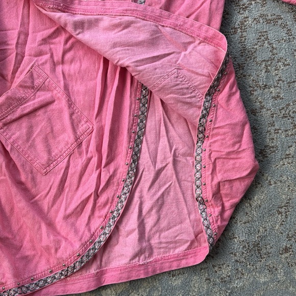 Vintage Blue Creek Denim Bedazzled Wrap Top Pink Medium - Picture 3 of 7